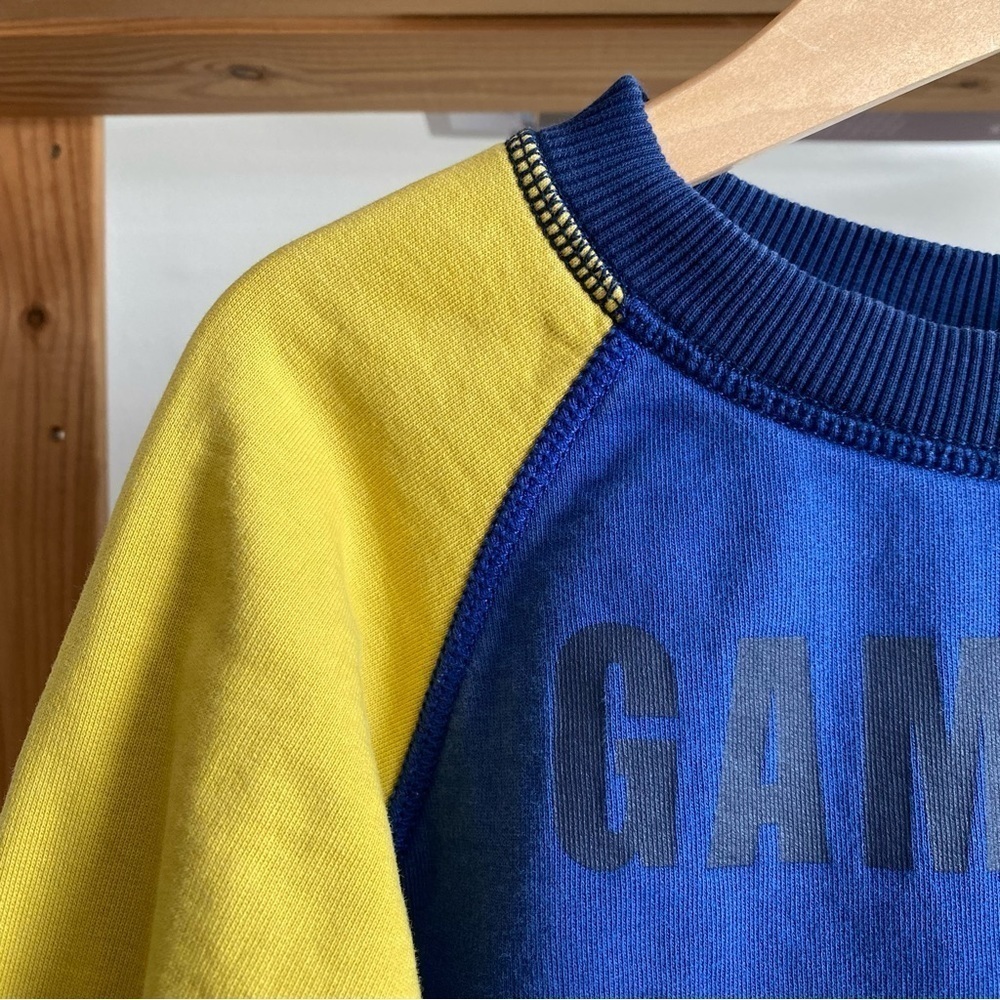 Hanna Andersson Blue Yellow Gray Colorblock Gamer Controls Crewneck Sweatshirt 6 - Picture 6 of 12
